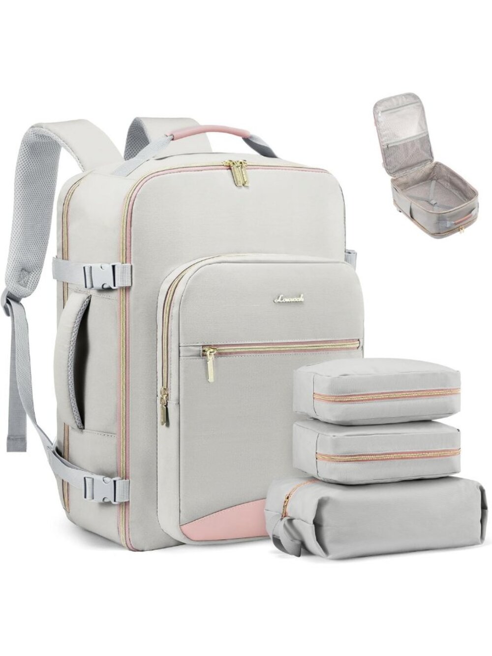 40L Flight Approved Travel Backpack with 3 Packing Cubes, Waterproof Carry-On